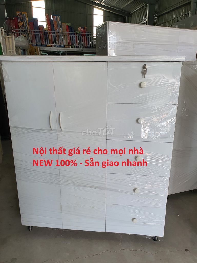 Tủ 2 cánh 5 hộc kéo nhựa Đài Loan cho các bé