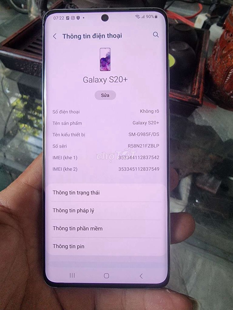 Cần thanh lý con điện thoại Samsung s20+ Plus Việt