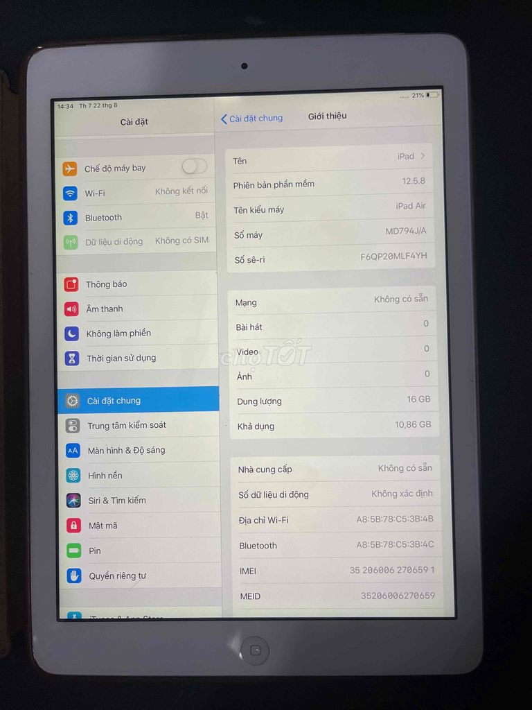 Apple iPad Air Bạc 16GB. Mua bán Máy tính bảng tại Quận 8 Tp Hồ Chí Minh được đăng bởi ngothanhdieungo hình 1