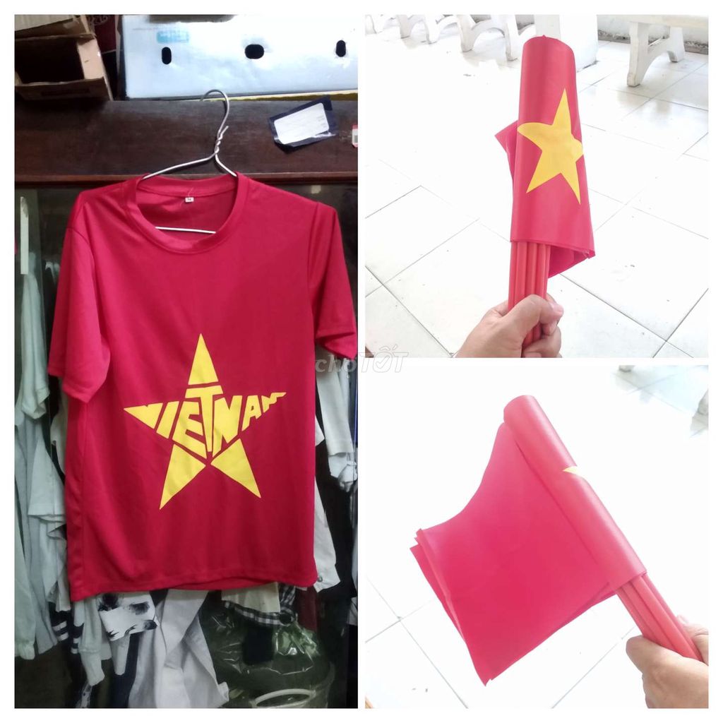 🇻🇳 Combo 18c Cờ vẫy cầm tay vải Đỏ,tặng 1c áo thun . Mua bán Sở thích khác tại Quận Ninh Kiều Cần Thơ được đăng bởi Shop Tứ Quí hình 1