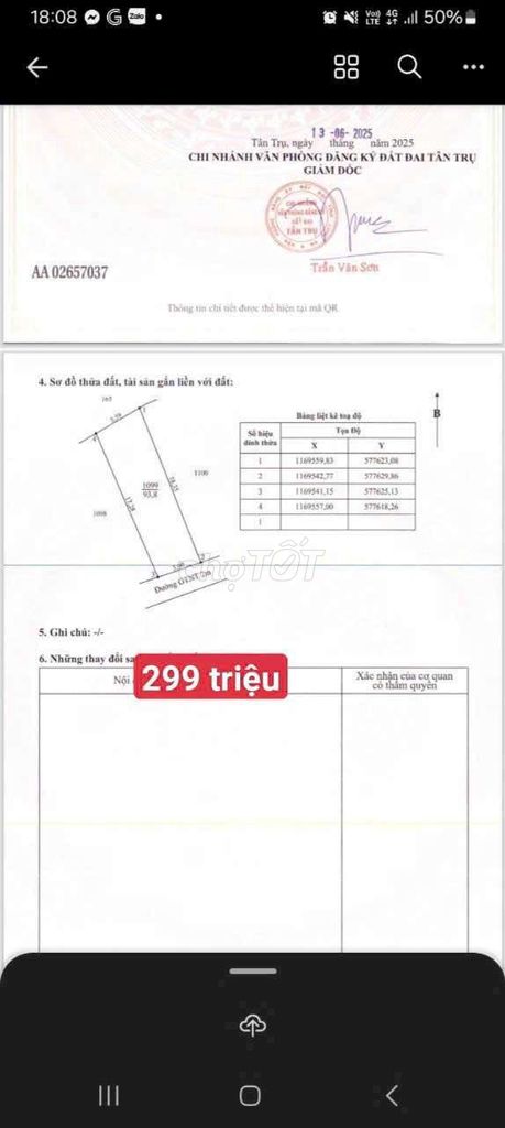 Kiếm đâu ra khu này lô thổ 103m2 giá 299tr. Mua bán đất tại Huyện Tân Trụ Long An được đăng bởi nguyễn anh tuấn hình 2
