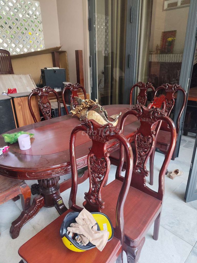 Bộ bàn ăn 8 ghế gõ +  căm xe. Mua bán Bàn ghế tại Quận Tân Bình Tp Hồ Chí Minh được đăng bởi An hình 1