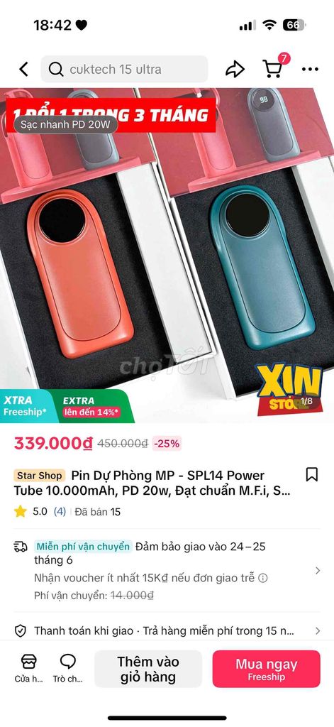 Pin dự phòng MIPOW Power Tube MFI 10000mAh