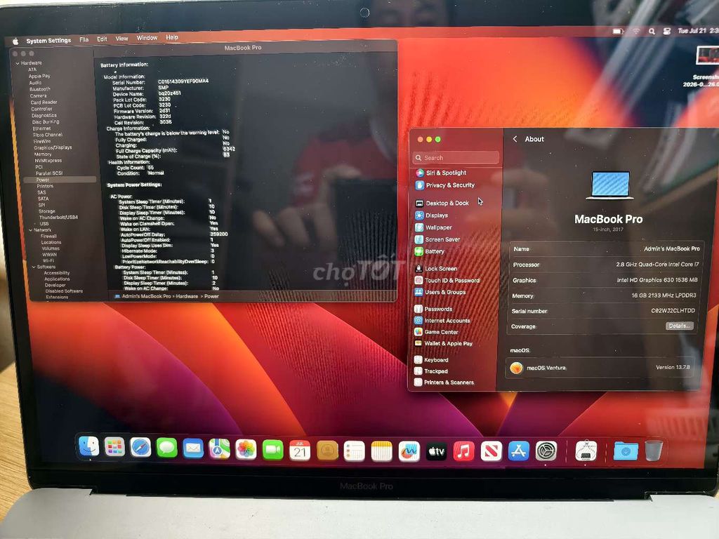 Apple MacBook Pro 15 inch 2017 i7 16GB/512GB Xám. Mua bán Laptop tại Thành phố Thủ Đức Tp Hồ Chí Minh được đăng bởi Lâm Xuân hình 1