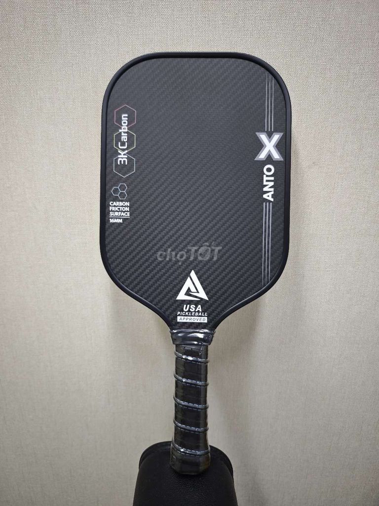 Vợt Pickleball AntoX Carbon 3K, PP Đen. 