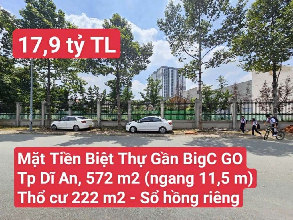 🆘 Mặt Tiền Biệt Thự Gần BigC GO, Kế Ngã 3 Cây Lơn, P. Đông Hòa, Dĩ An