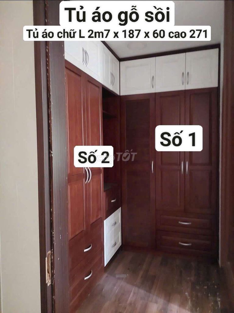Tủ quần áo Gỗ sồi Chữ L Nâu, Trắng. Mua bán Tủ, kệ gia đình tại Quận Hà Đông Hà Nội được đăng bởi Vũ văn khương hình 1