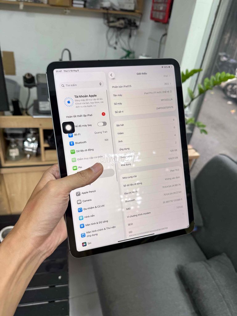 Ipad Pro 2020 128gb 5G, Body 98%. Mua bán Máy tính bảng tại Quận Bình Thạnh Tp Hồ Chí Minh được đăng bởi Táo Care  hình 1