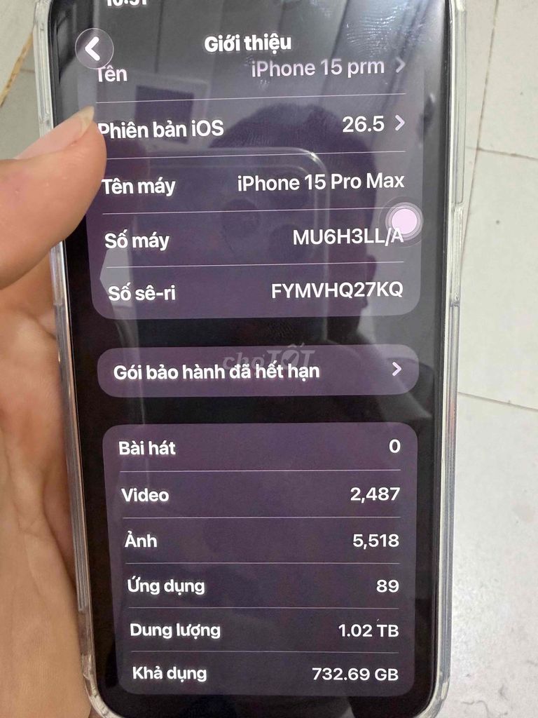Apple iPhone 15 Pro Max 1TB Xám 84%. Mua bán Điện thoại tại Huyện An Biên Kiên Giang được đăng bởi Khanh hình 1
