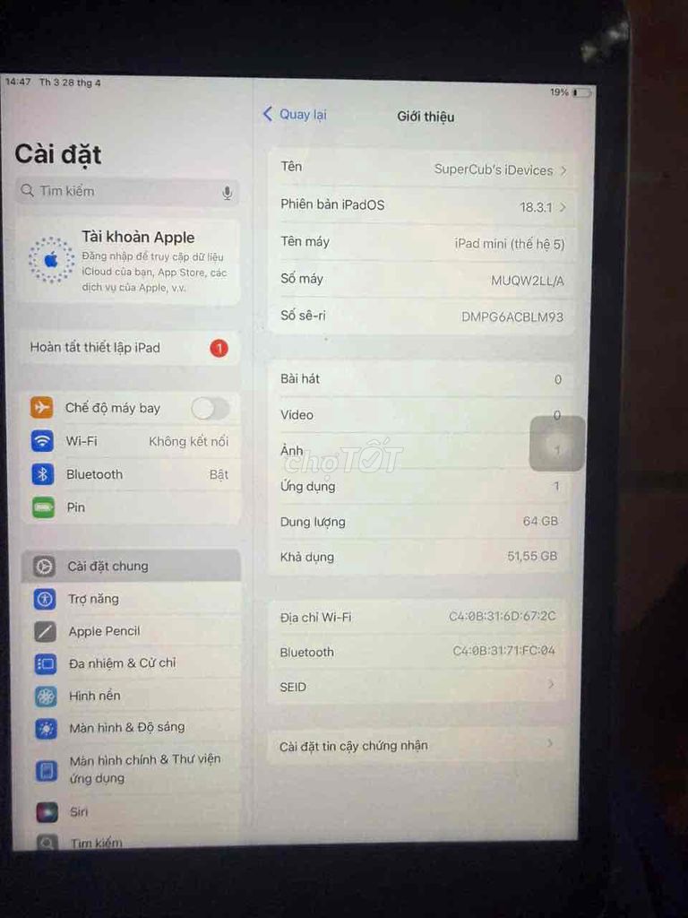 Apple iPad Mini 5 64GB. Mua bán Máy tính bảng tại Quận Hai Bà Trưng Hà Nội được đăng bởi Phạm Ngọc Phát hình 1