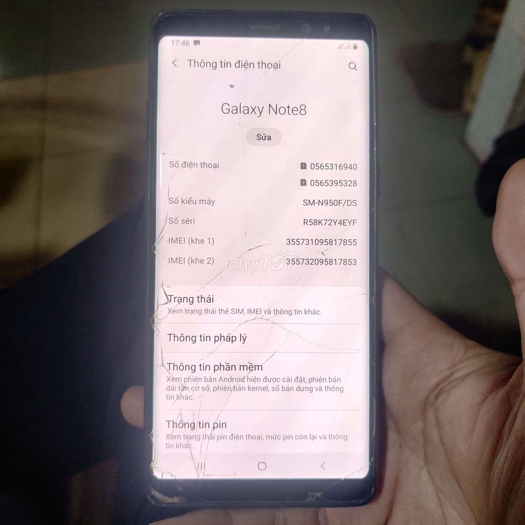 Sansung note8 2 sim full chức năng