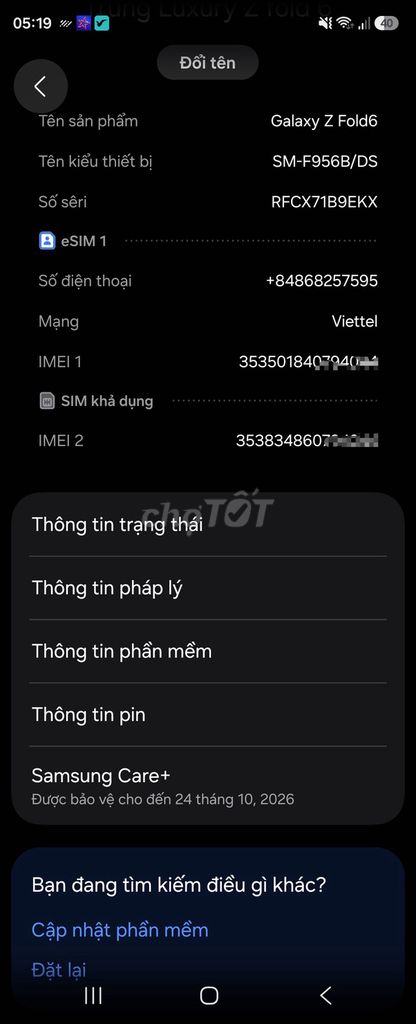 Samsung Z Fold6 Xám 512GB Việt Nam. Mua bán Điện thoại tại Quận Nam Từ Liêm Hà Nội được đăng bởi Trung Nguyễn hình 1