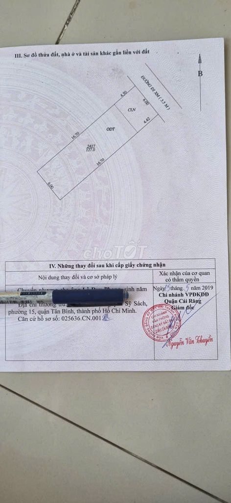 Bán nhà đường 4,5m xe hơi chạy, đi qua Ninh Kiều gần, giá rẻ.