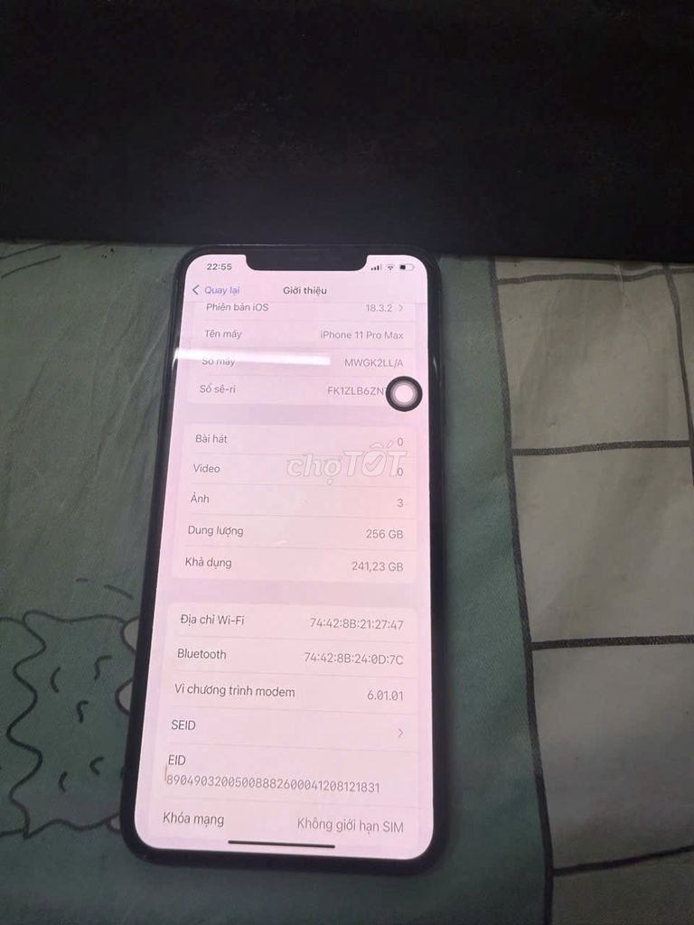 iPhone 11 Pro Max 256GB full rin , pin 96% màu đen. Mua bán Điện thoại tại Quận Cẩm Lệ Đà Nẵng được đăng bởi NGUYỄN Văn Vũ hình 1