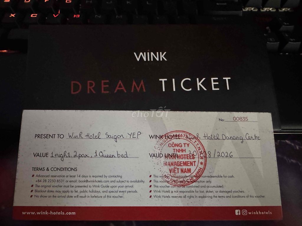 Phiếu quà tặng Wink Hotels lưu trú 2 người 1 đêm. Du lịch tại Quận 4 Tp Hồ Chí Minh được đăng bởi Le phuc hau hình 1