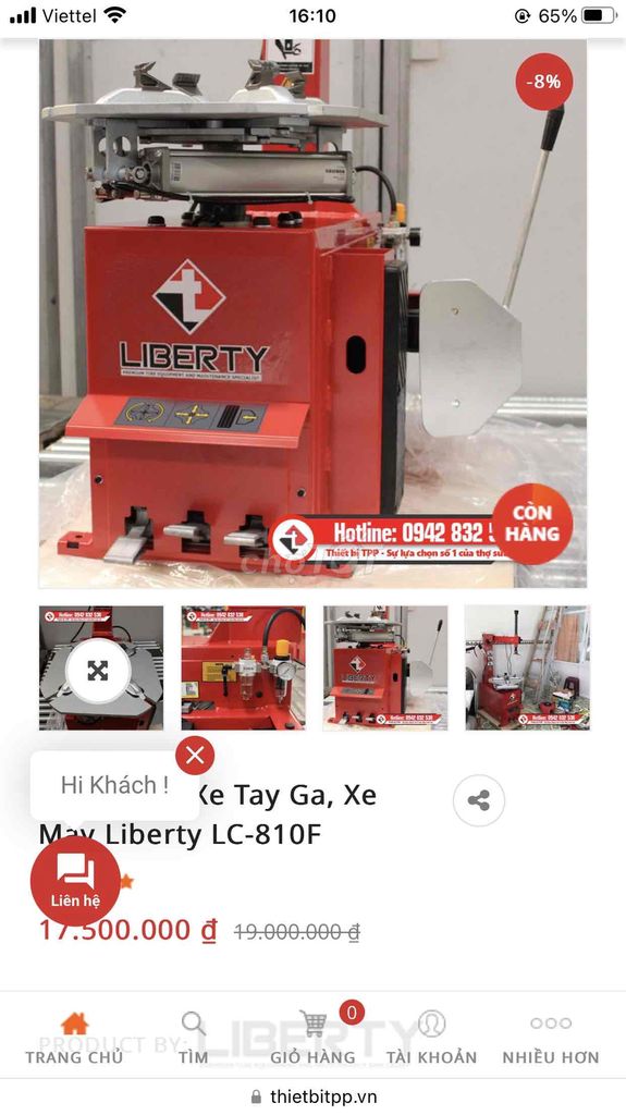 Thanh Lý Máy Ra Vỏ Xe Máy LIBERTY Chính Hãng