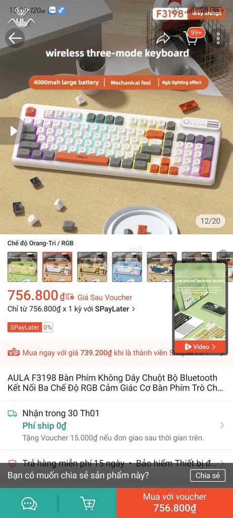 Bàn phím cơ AULA F3198. Mua bán Phụ kiện (Màn hình, Chuột...) tại Thị xã Duyên Hải Trà Vinh được đăng bởi Chin chin hình 1