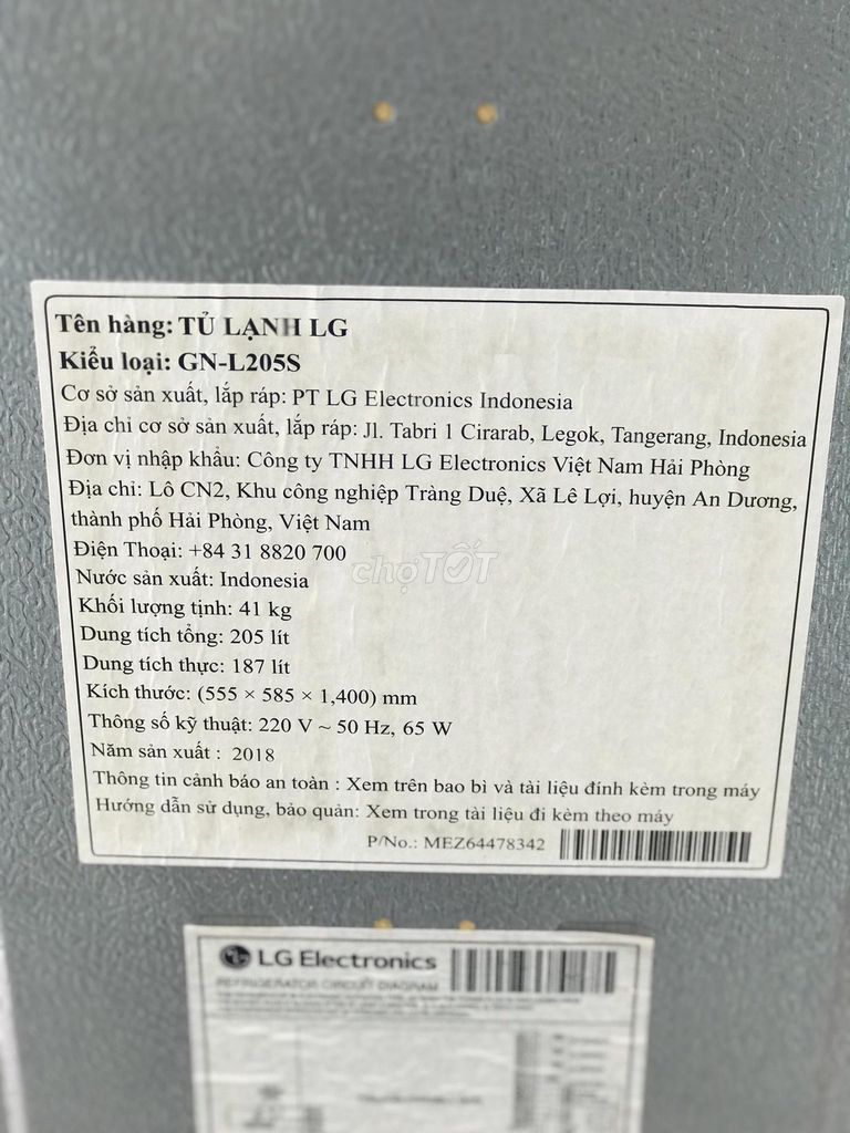 Tủ lạnh LG 205lit inverter giá tốt