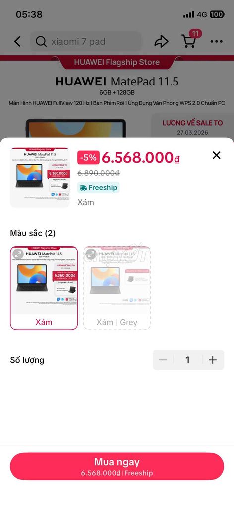 Huawei MatePad 11.5 11.5 inch 6GB/128GB Mới 99%. Mua bán Máy tính bảng tại Huyện Xuân Lộc Đồng Nai được đăng bởi son nguyen hình 1