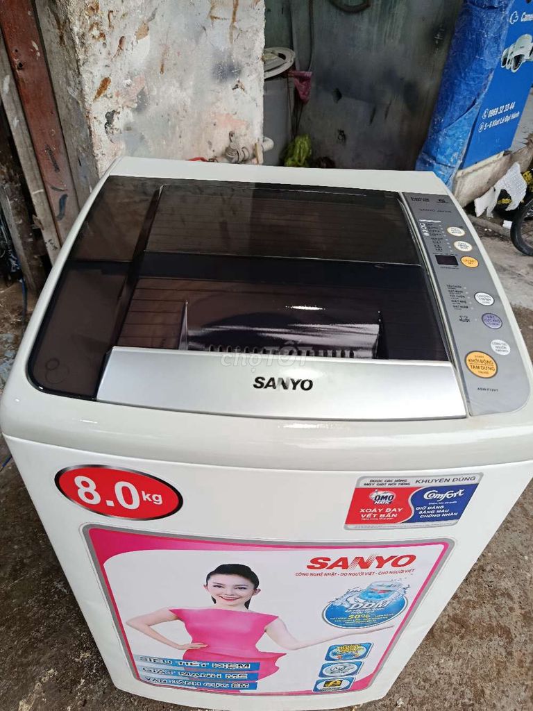 Máy giặt Sanyo 8kg đẹp như hình BH 3 tháng