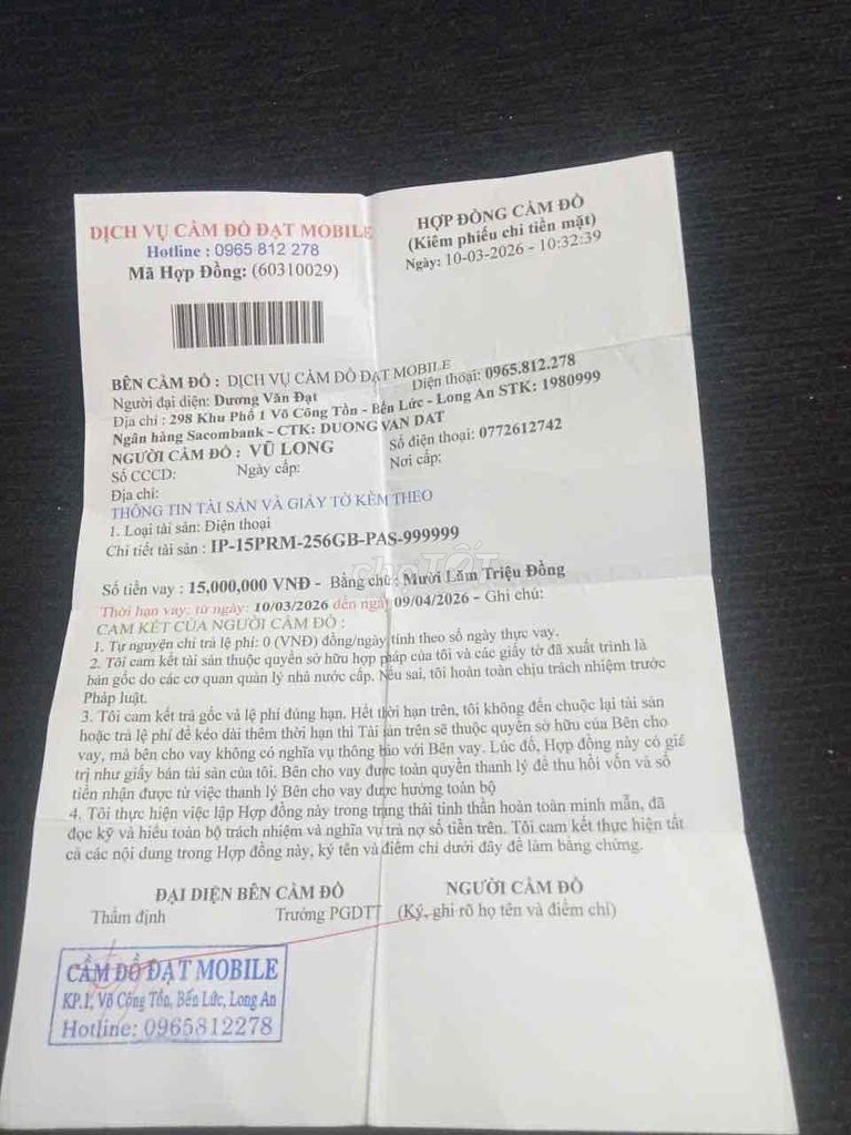 Apple iPhone 15 Pro Max 256GB Bạc LLA. Mua bán Điện thoại tại Huyện Bến Lức Long An được đăng bởi bubu hình 1