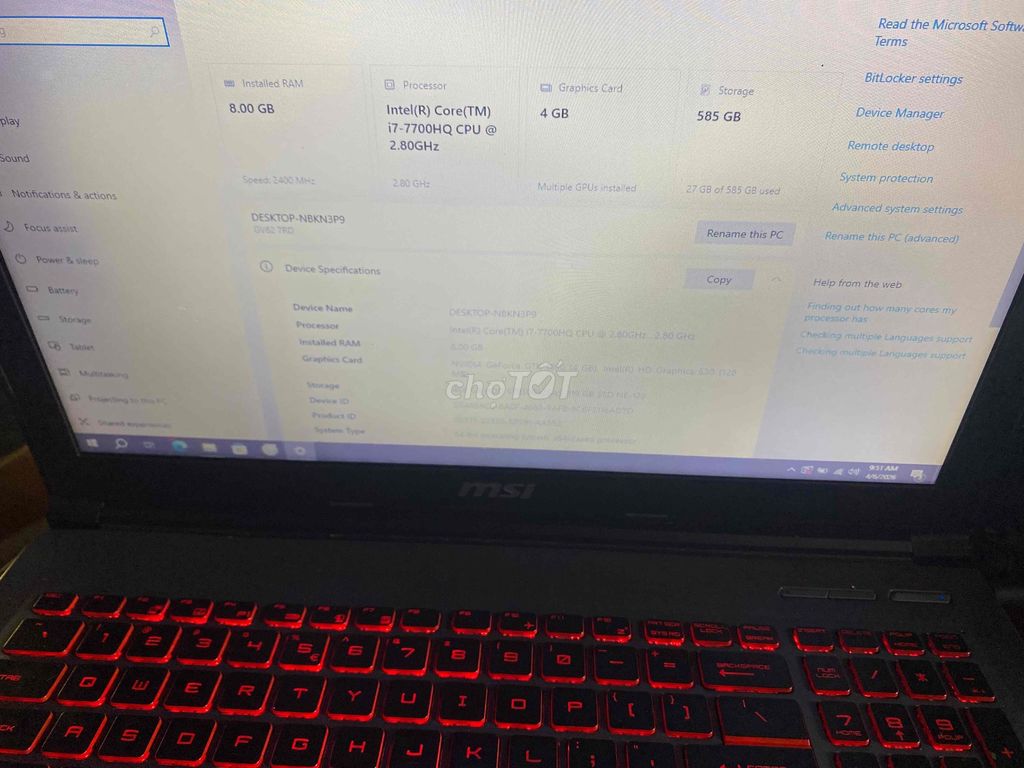 Laptop gaming MSI i7-7700HQ 8GB/120GB. Mua bán Laptop tại Thành phố Tam Kỳ Quảng Nam được đăng bởi Nguyen quoc hai hình 1