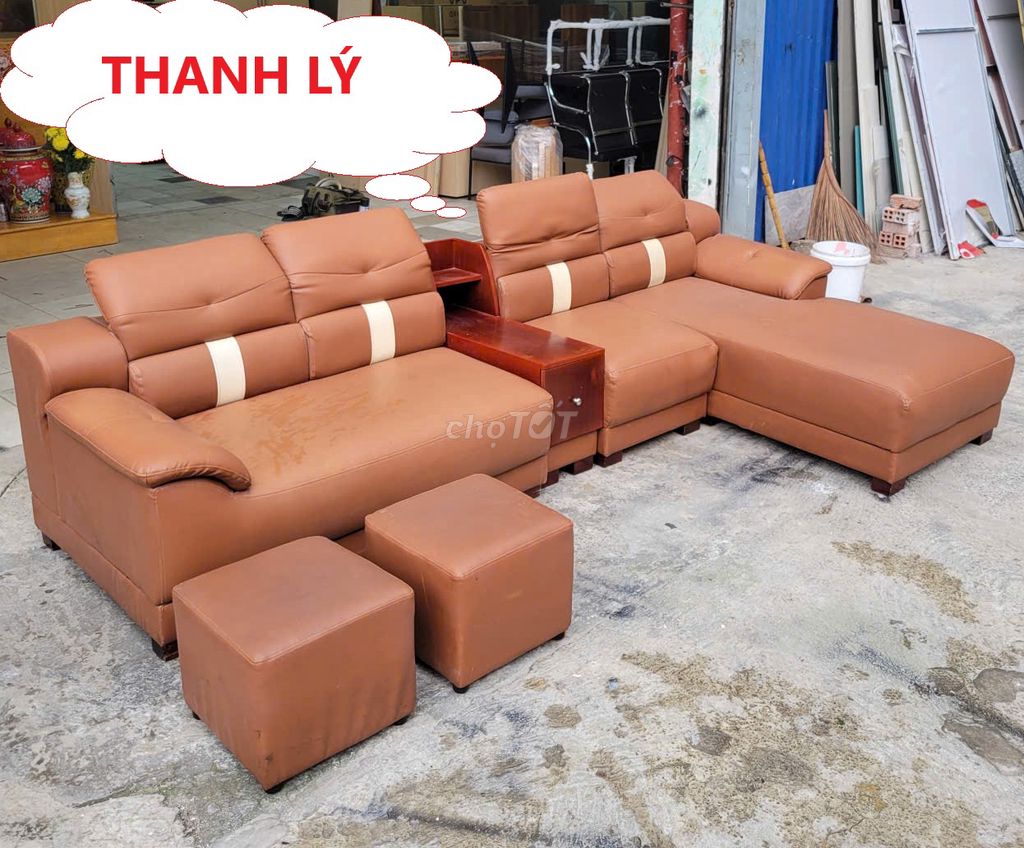 Sofa Da Gỗ Nâu, sofa da có hộc console ở giữa cũ. Mua bán Bàn ghế tại Quận Gò Vấp Tp Hồ Chí Minh được đăng bởi Shop Nội thất Phú Nhàn hình 1