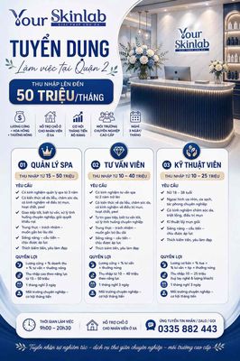 TUYỂN DỤNG SPA - 1 QUẢN LÝ - 3 TƯ VẤN - 5 KTV