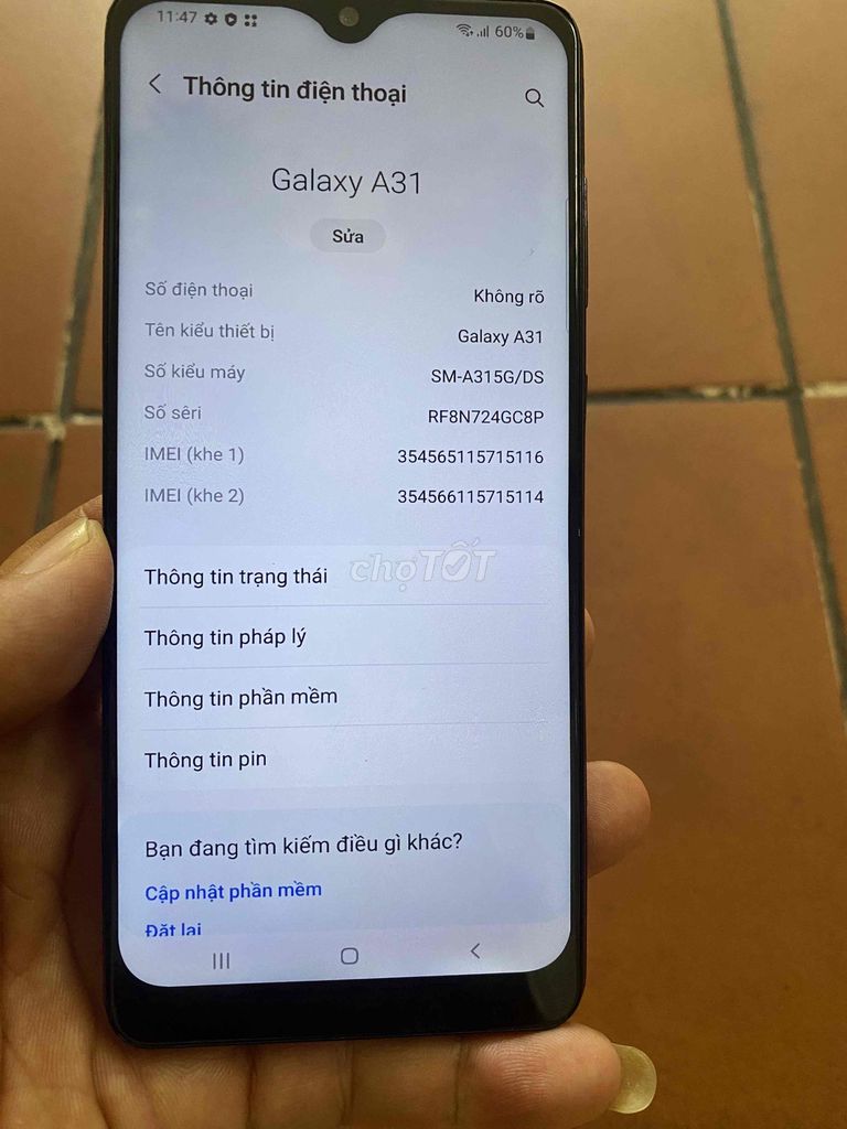 Samsung Galaxy A31 6GB/128GB Đen. Mua bán Điện thoại tại Thành phố Thủ Đức Tp Hồ Chí Minh được đăng bởi ThanhThan Tran hình 1