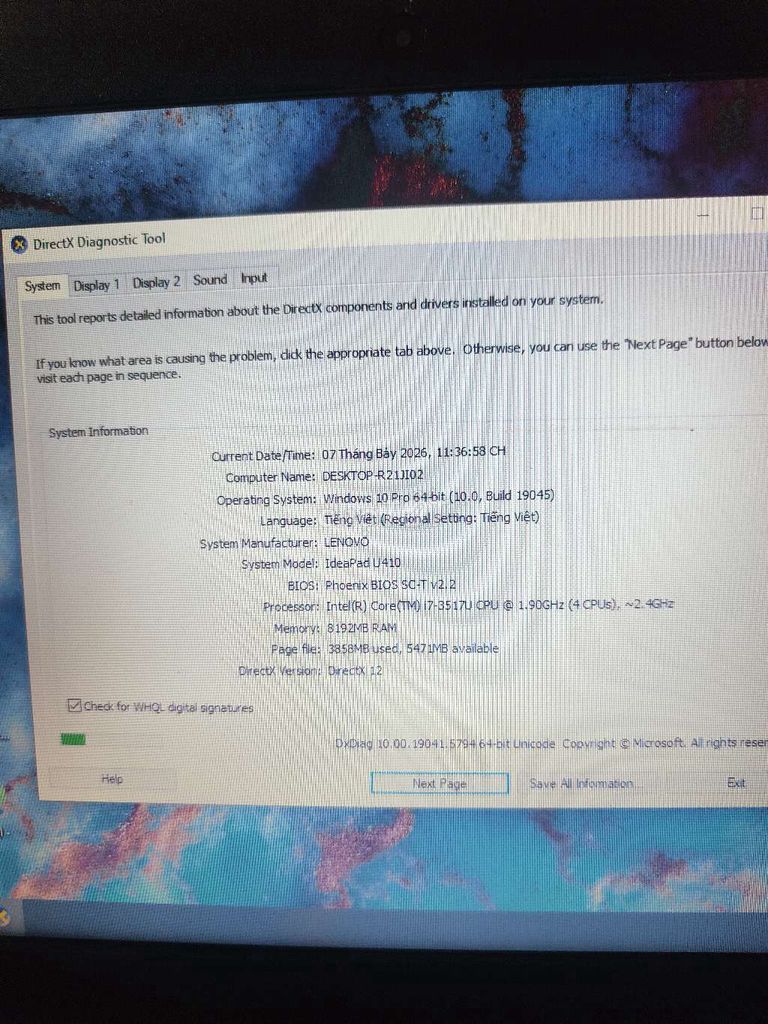 Lenovo IdeaPad U410 i7-3517U 8GB/128GB SSD+750GB. Mua bán Laptop tại Quận Tân Phú Tp Hồ Chí Minh được đăng bởi Nguyễn Thị Kim Ngân hình 1