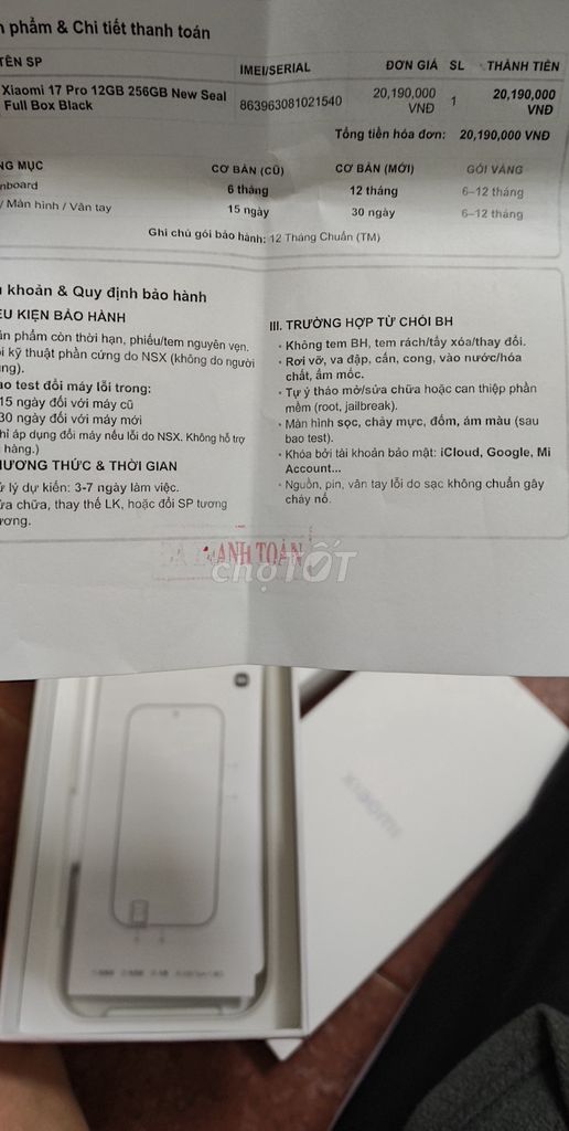 xiaomi 17 pro 12/256 đen full box bh12th. Mua bán Điện thoại tại Quận 10 Tp Hồ Chí Minh được đăng bởi thành đạt  hình 1