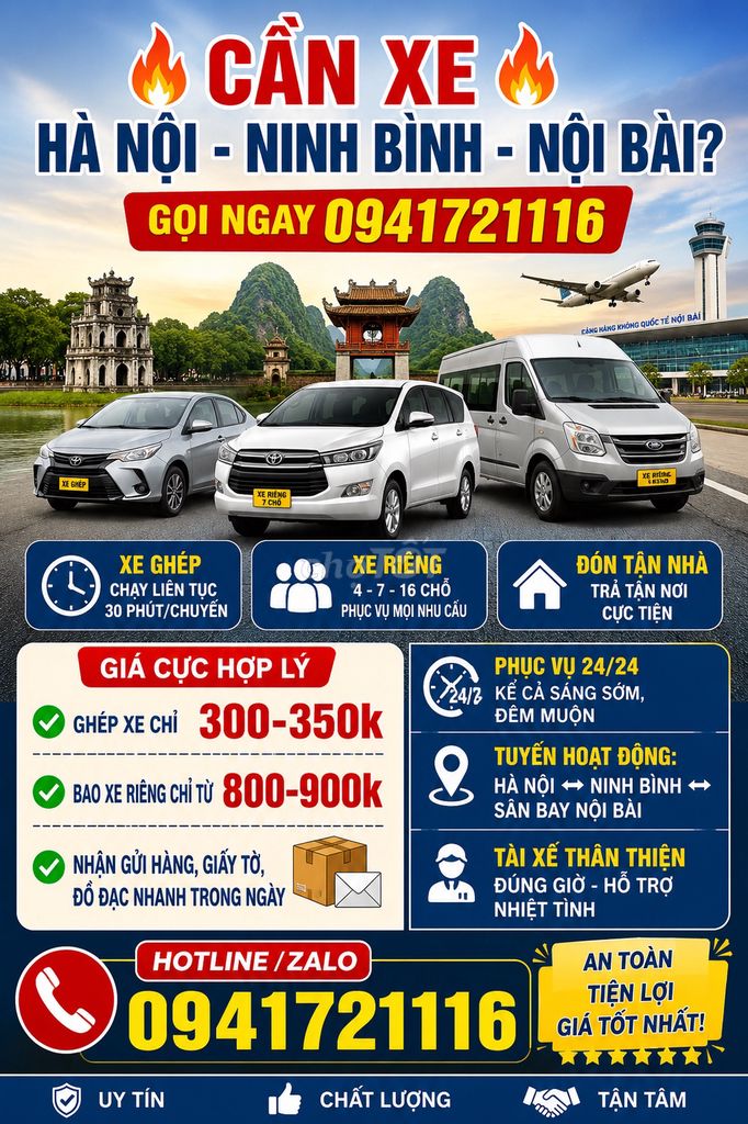 Thuê xe Hà Nội - Ninh Bình - Nội Bài 24/7. Du lịch tại Quận Hà Đông Hà Nội được đăng bởi Phạm Đình Vương hình 1