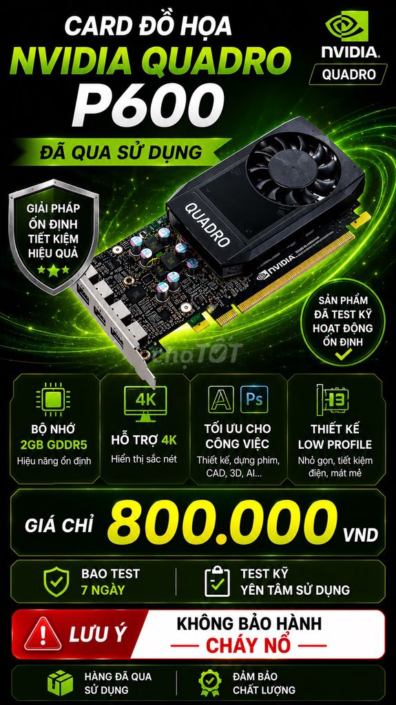 Card đồ họa NVIDIA Quadro P600 2GB. Mua bán Linh kiện (RAM, Card...) tại Quận Bình Tân Tp Hồ Chí Minh được đăng bởi Long hình 1
