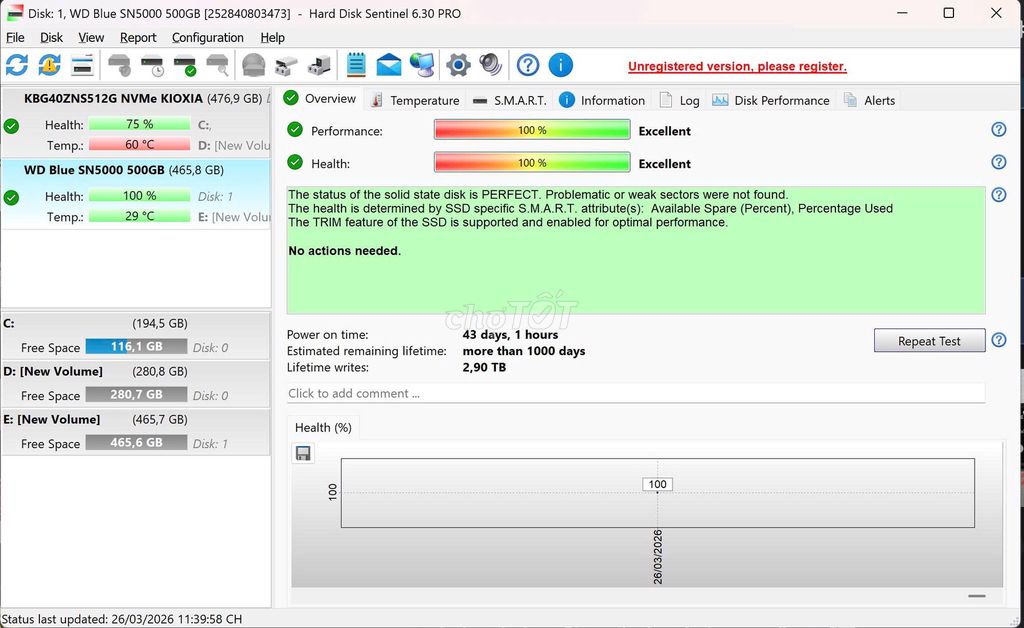 Ổ cứng SSD WD Blue SN5000 512GB. Mua bán Linh kiện (RAM, Card...) tại Huyện Cái Bè Tiền Giang được đăng bởi Linh Kiện PC Giá Tốt có Ship Cod hình 1