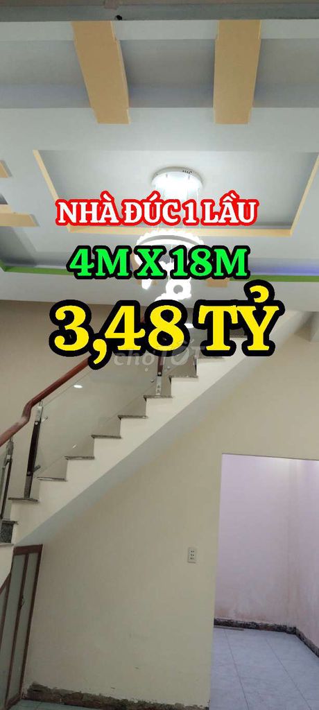 BÁN NHÀ MẶT TIỀN ĐÚC 1 LẦU 4M X 18M