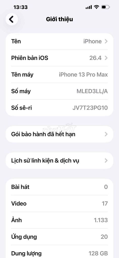 iPhone 13 Pro Max 128GB Xám. Mua bán Điện thoại tại Thị xã Hương Thủy Thừa Thiên Huế được đăng bởi Hưng Dương hình 1