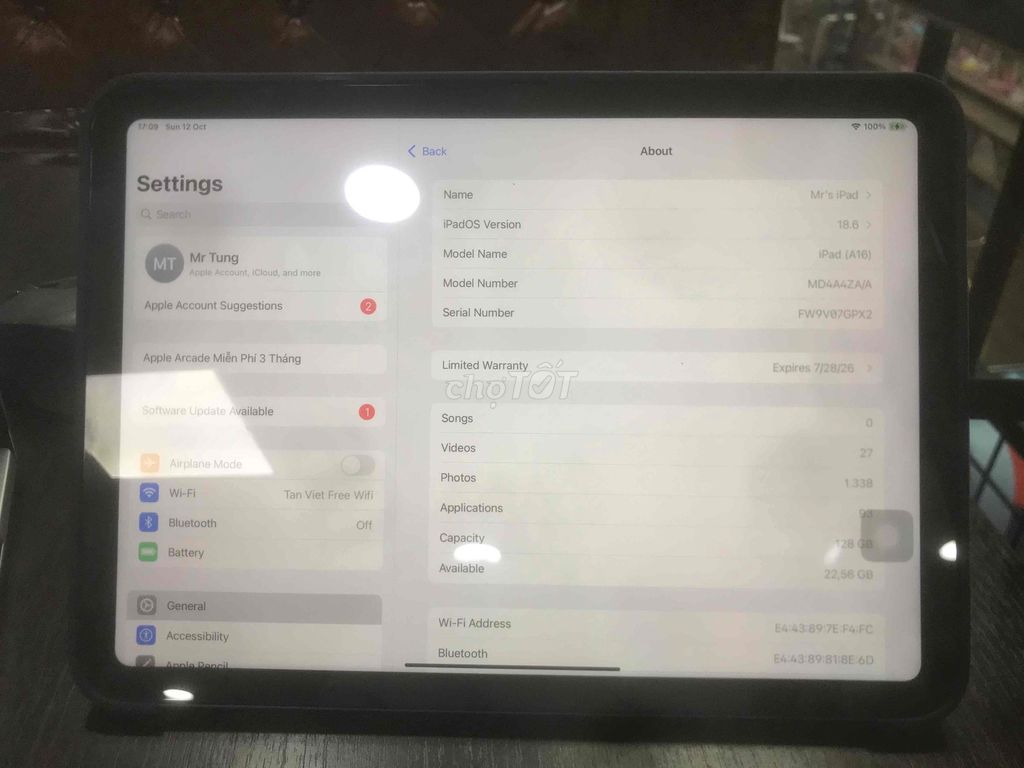 IPad gen 11 mới mua còn bh t7/2026 bản wifi. Mua bán Máy tính bảng tại Quận Thanh Xuân Hà Nội được đăng bởi XamiT hình 1