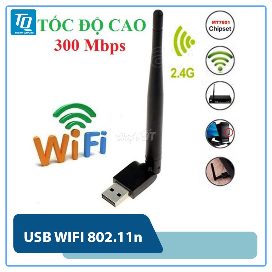 USB Thu Wifi 802.11N 300Mbps dùng cho PC và Laptop