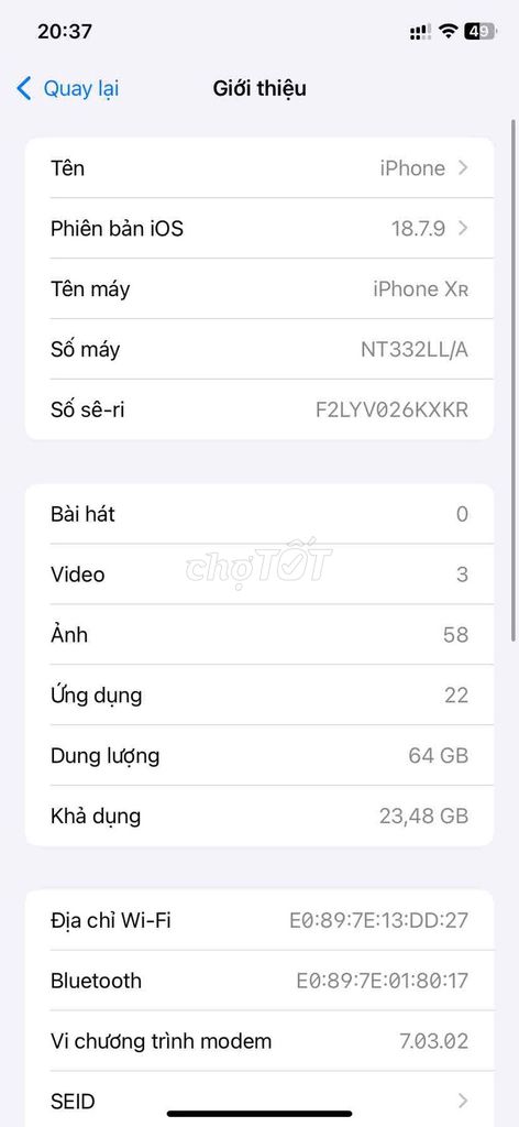 Apple iPhone XR 64GB Lưng vỡ. Mua bán Điện thoại tại Quận Hà Đông Hà Nội được đăng bởi lam nguyen  hình 1