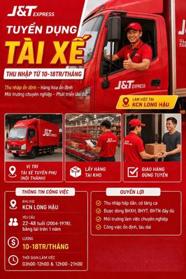 TUYỂN DỤNG TÀI XẾ TẠI KCN LONG HẬU -  THU NHẬP CAO