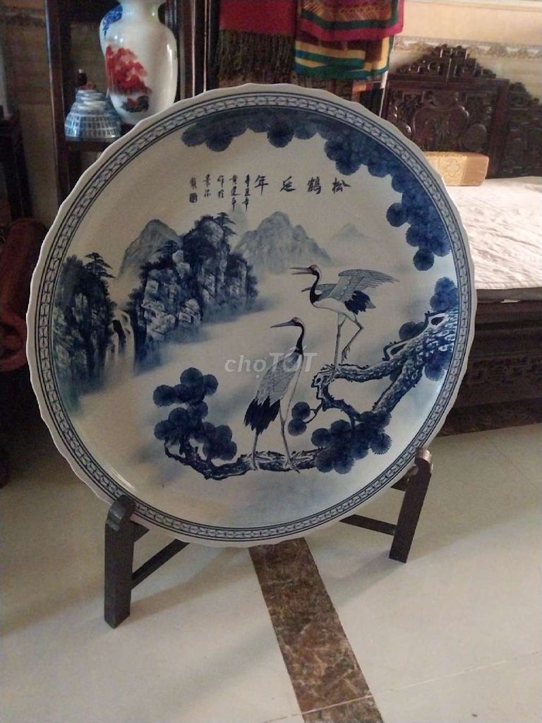 Dĩa sứ trang trí Sứ Gỗ Trắng Xanh 1m. Mua bán Cây cảnh, đồ trang trí tại Quận 5 Tp Hồ Chí Minh được đăng bởi Mr Gia Huy hình 1