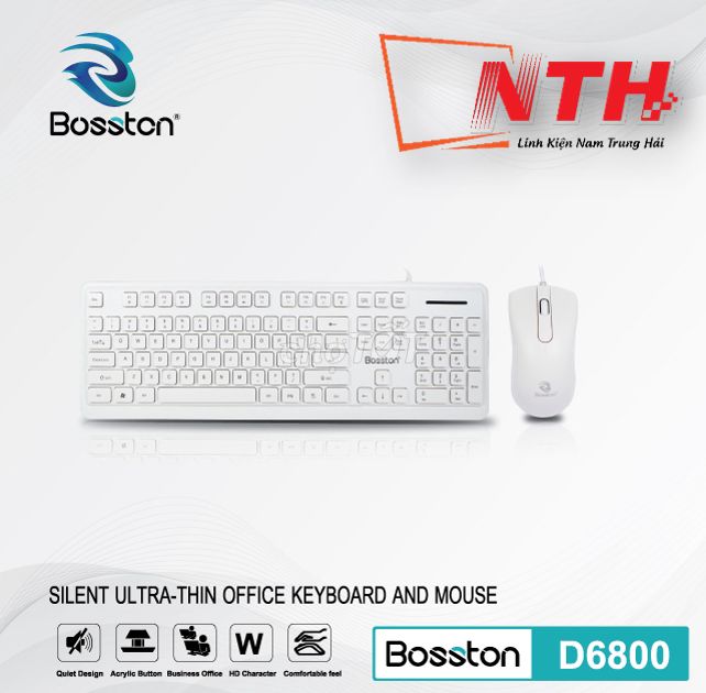 Bộ Phím Chuột Bosston D6800 Full Trắng Sỉ lẻ LHe