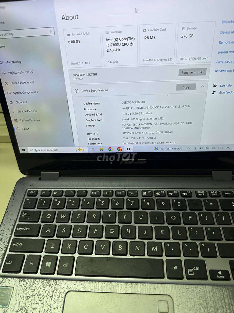 Asus Vivobook Flip i3-7100U 8GB/578GB Like New. Mua bán Laptop tại Quận Hà Đông Hà Nội được đăng bởi Nguyễn Thành Tâm hình 1