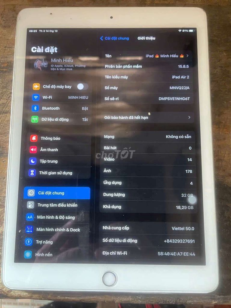 iPad air 2 32g. Mua bán Máy tính bảng tại Huyện Long Hồ Vĩnh Long được đăng bởi Minh hiếu hình 1