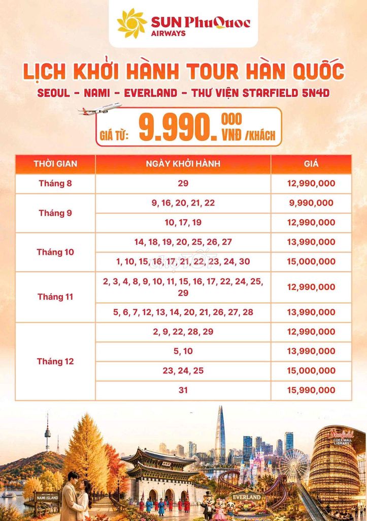Tour Hàn Quốc 5N4Đ Hà Nội Sun Phú Quốc. Du lịch tại Quận Đống Đa Hà Nội được đăng bởi Nguyễn Anh Thư hình 1