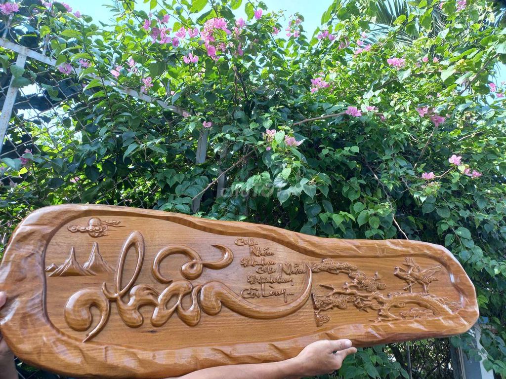 Tranh thư pháp Gỗ lũa Chữ Nhẫn 113cm x 38cm. Mua bán Đồ sưu tầm, đồ cổ tại Quận 12 Tp Hồ Chí Minh được đăng bởi Đồ Gỗ Quí Hằng hình 1