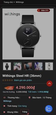 Smart watch nokia Steel withings Hr