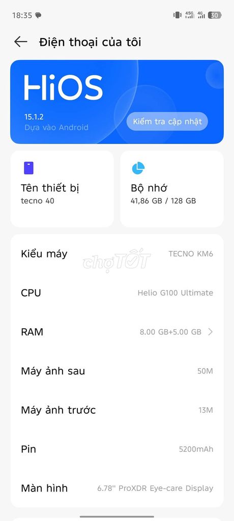 Tecno spark 40 Pro 128GB Xanh dương. Mua bán Điện thoại tại Quận Tây Hồ Hà Nội được đăng bởi Thành hình 1