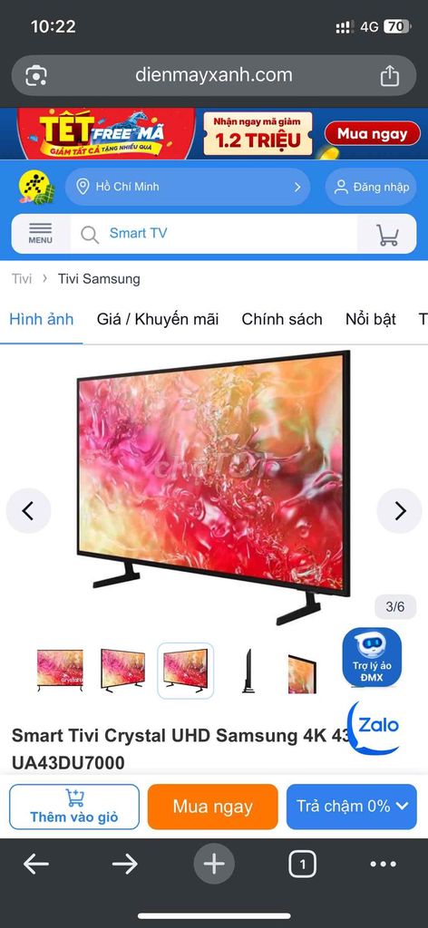 Tivi Samsung Crystal UHD DU7000 43 inch. Mua bán Tivi, Âm thanh tại Huyện Chơn Thành Bình Phước được đăng bởi Hoàng Quốc hình 1