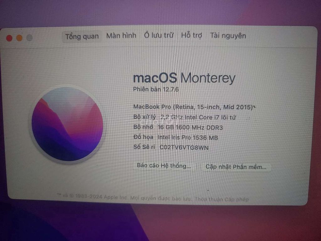 Apple MacBook Pro i7 16GB. Mua bán Laptop tại Quận 8 Tp Hồ Chí Minh được đăng bởi Văn Phát hình 1